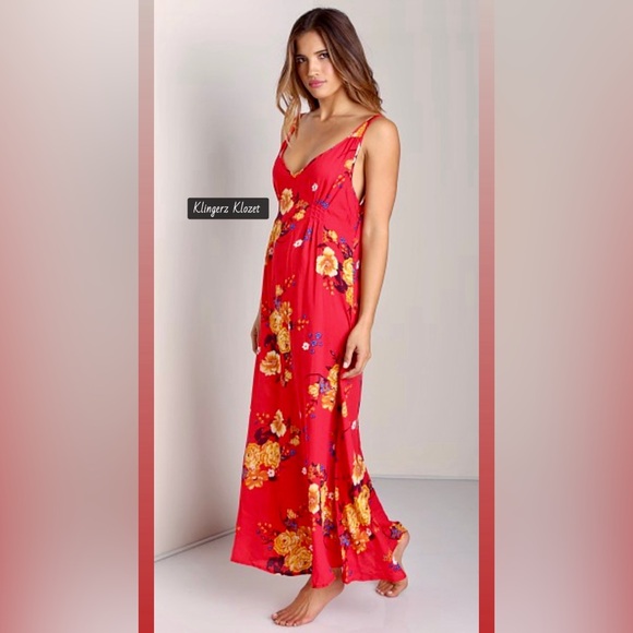 Free People Red and Yellow Floral  maxi Dress - Picture 4 of 11